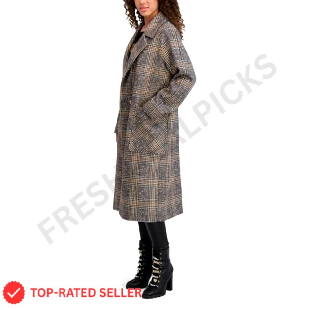 Patterned Wool Double Breasted Patch Pocket Coat - image 3